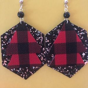 Layered leather earrings with beaded accents